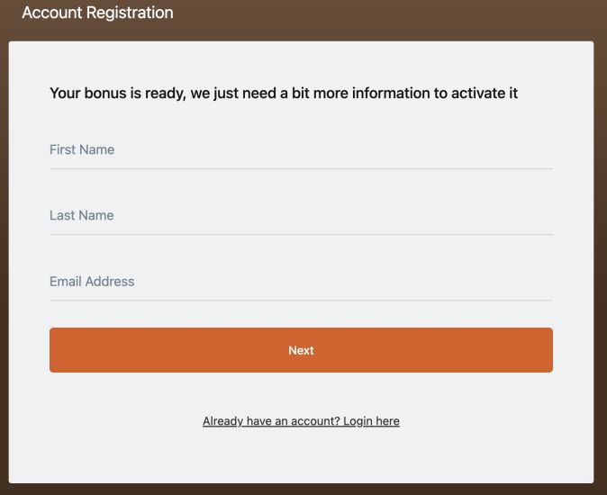Captain Cooks casino - registration process step 2