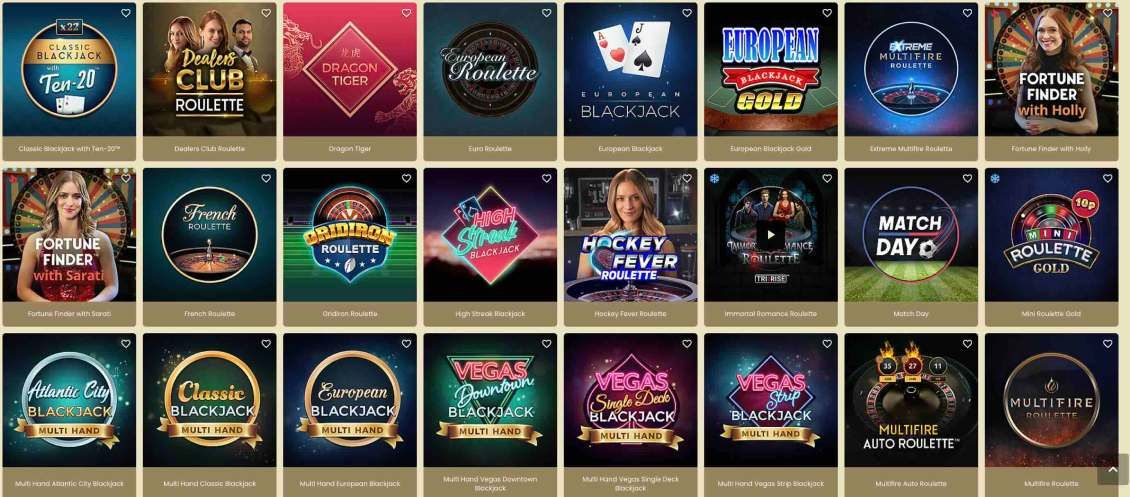 List of the card games at Captain Cook Casino
