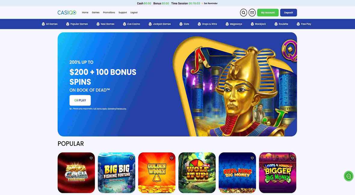 CasiGO casino main page