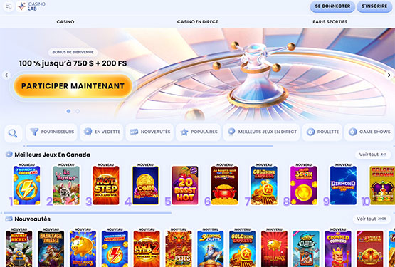 Page principale du CasinoLab