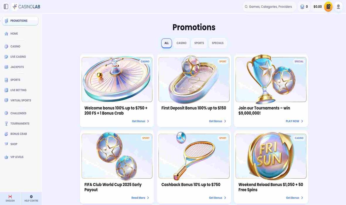 CasinoLab promotions page