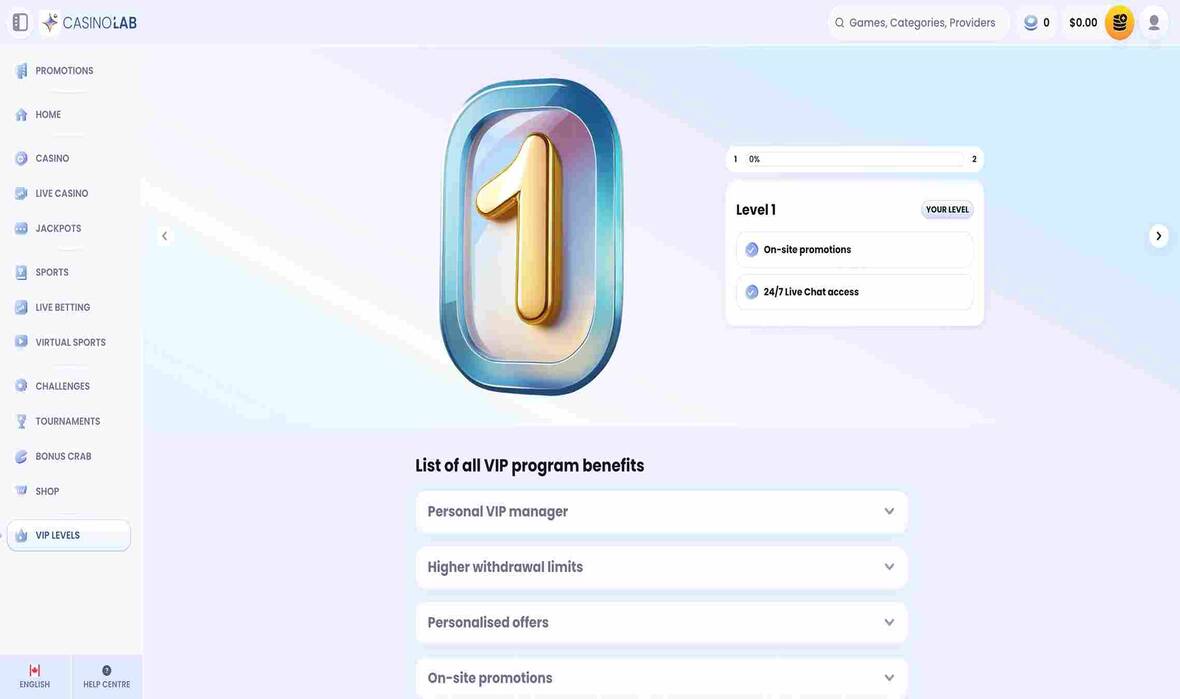 Casinolab vip page