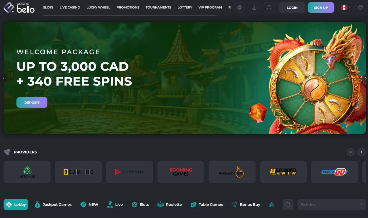 Casinobello main page