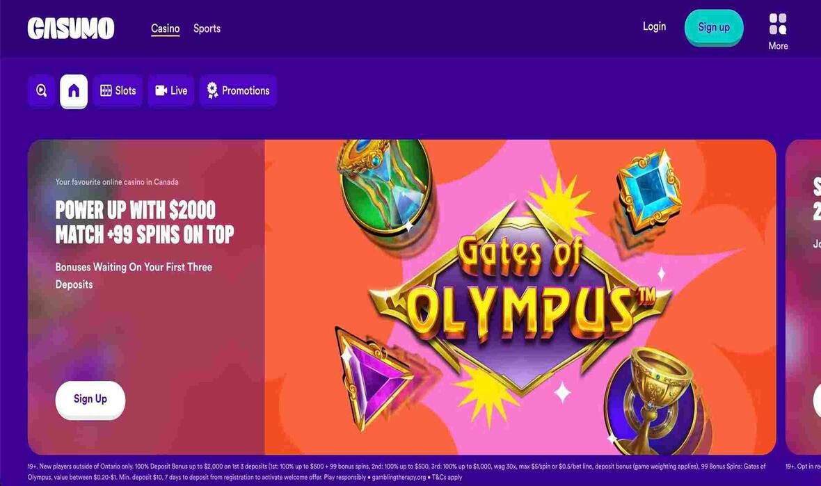 Casumo Casino main page