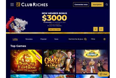 Club Riches Casino - page principale