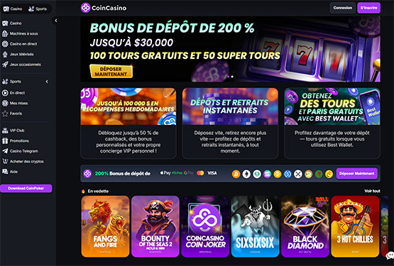 Page principale du Coincasino