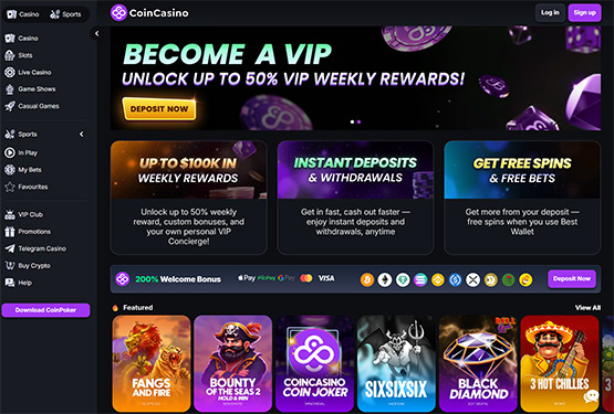 Coincasino main page