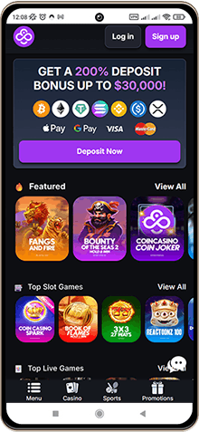 Mobile screenshot of Coincasino main page
