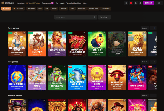 Crowngold casino main page