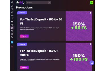 Daddy Casino – promotions page of casino