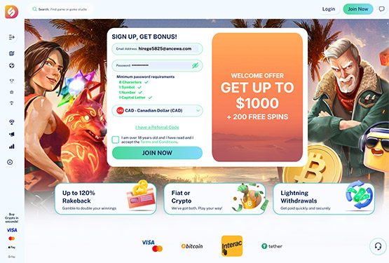 Page principale du casino Dailyspins