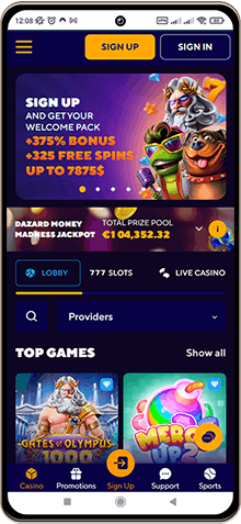 Mobile screenshot of Dazard Casino