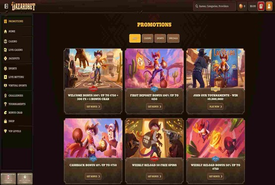 DazardBet casino promotions page