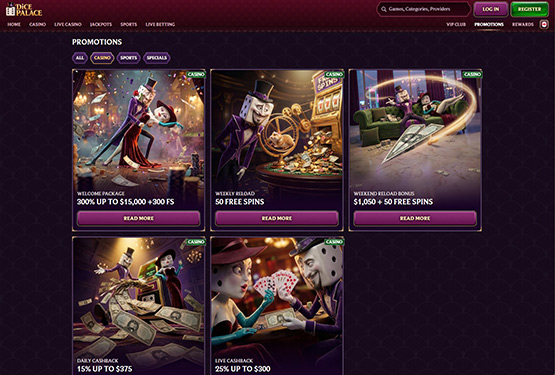 Dice Palace Casino Promotions Page