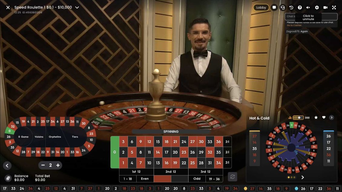 Live Roulette games at DozenSpins Casino