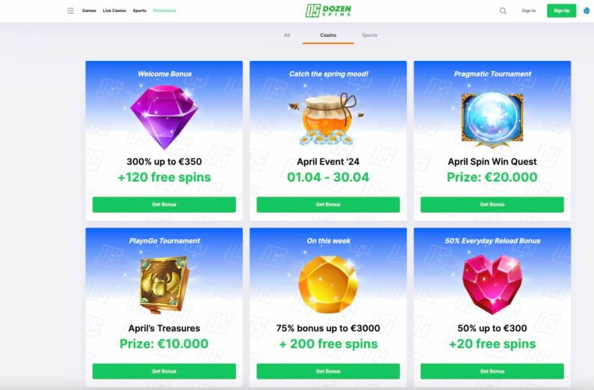 Image of promotions of DozenSpins Casino 