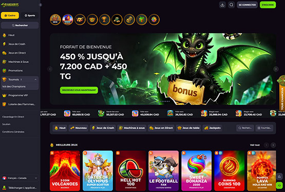 Page principale du casino Drakaris