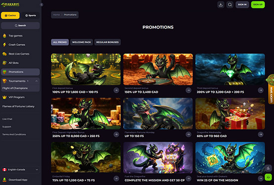 Drakaris Casino Promotions Page