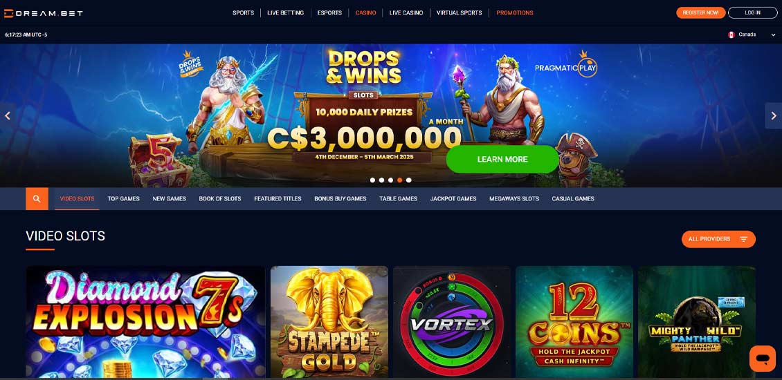 Main Page of Dream.bet Casino Site