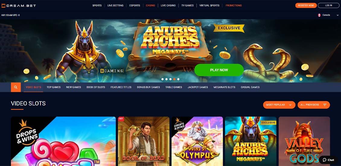 Main Page of Dream.bet Casino Site
