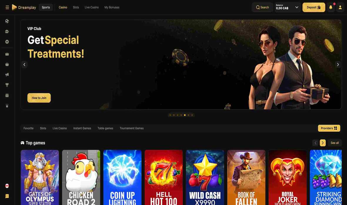 DreamPlay.bet casino main page