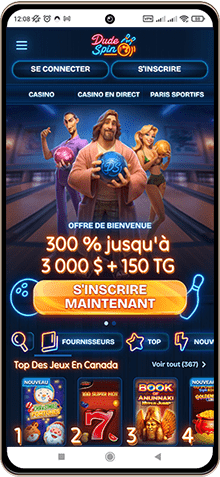 Capture d'écran de la page principale de Dudespin Casino sur mobile