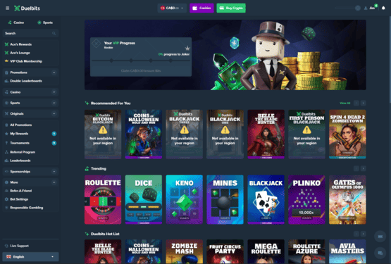 Duelbits casino main page