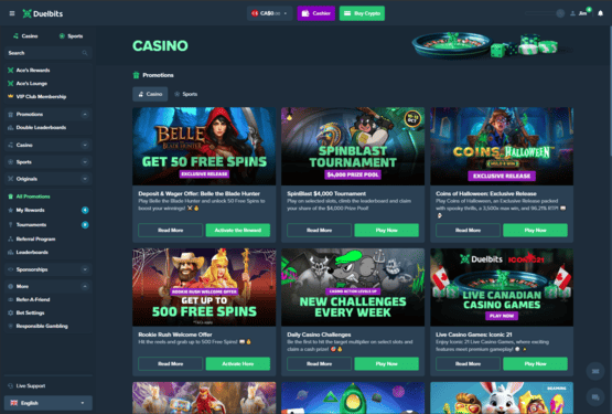 Duelbits casino promotions page