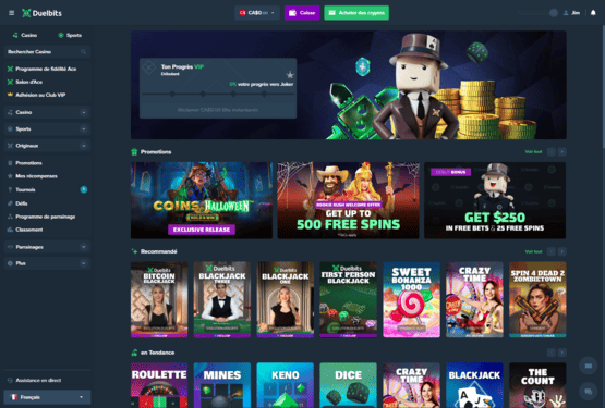Page principale du casino Duelbits