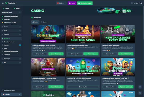 Page des promotions du casino Duelbits