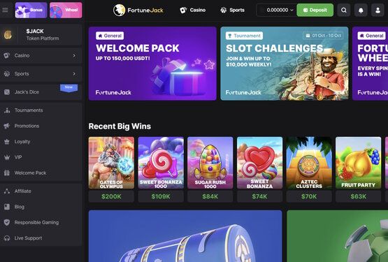 FortuneJack casino main page