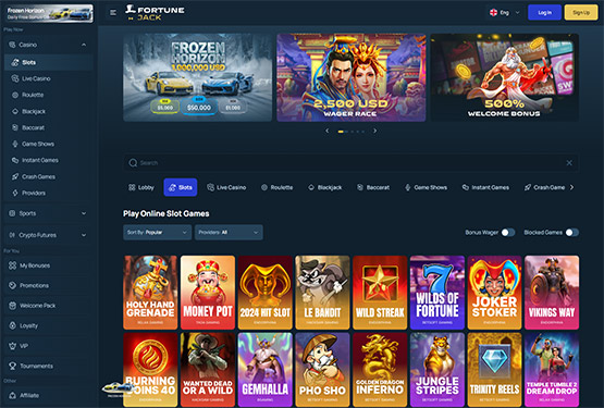 FortuneJack casino main page