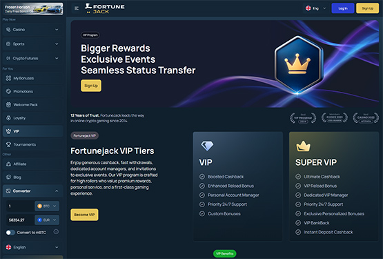 FortuneJack casino VIP Program