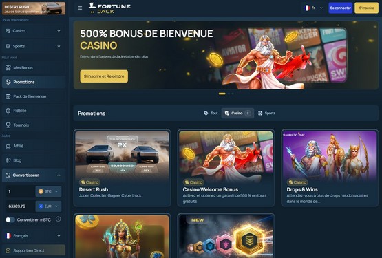 Page des promotions du casino FortuneJack