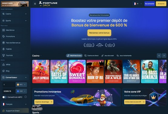 Page principale du casino FortuneJack