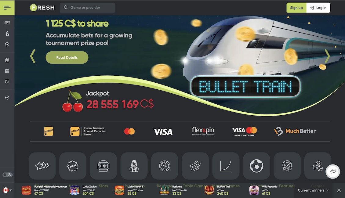 Main page of Fresh Casino