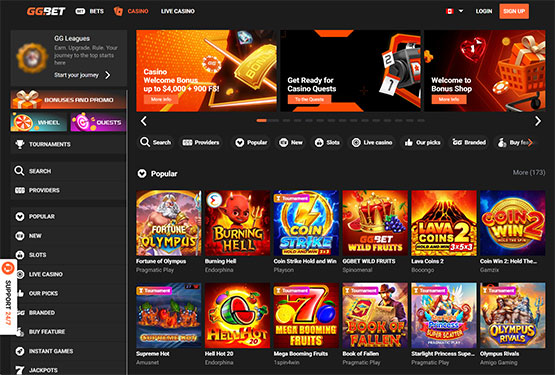 GGbet casino main page