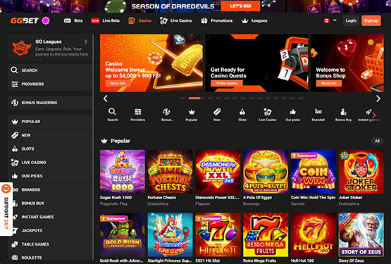 GGbet casino main page