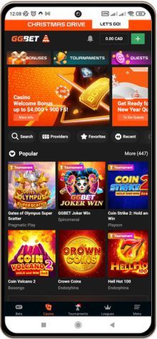 Mobile screenshot of GGbet Casino main page