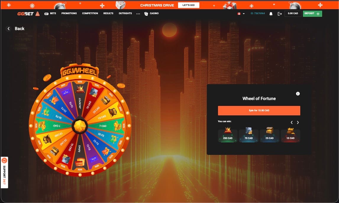 Roue de la fortune GGbet