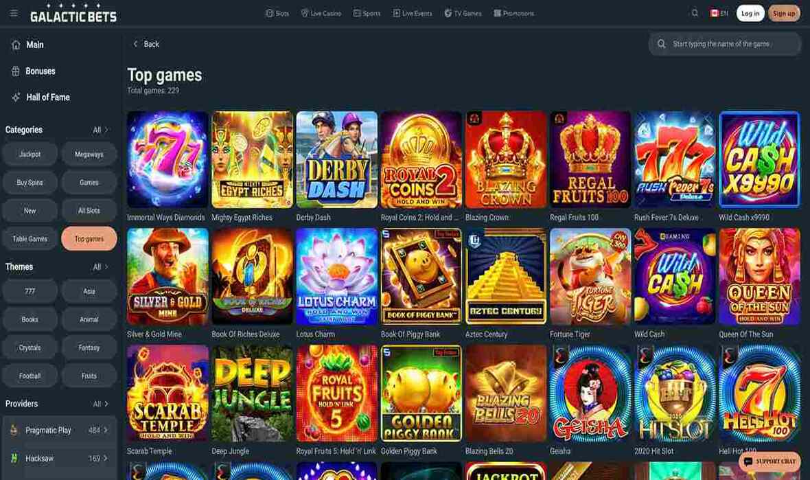 GalacticBets casino top games