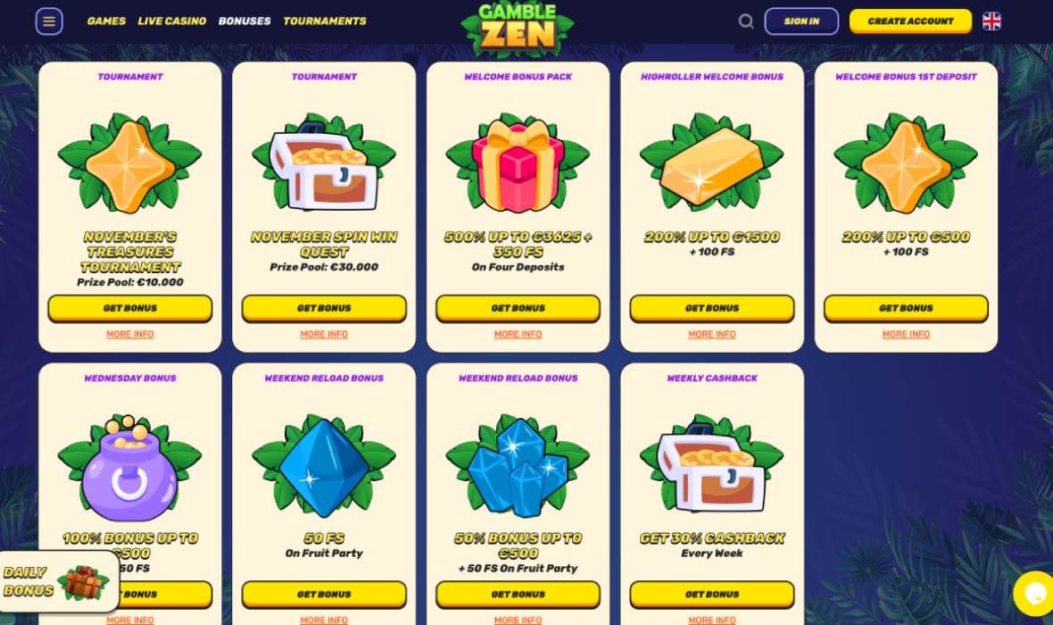 Gamblezen casino promo page