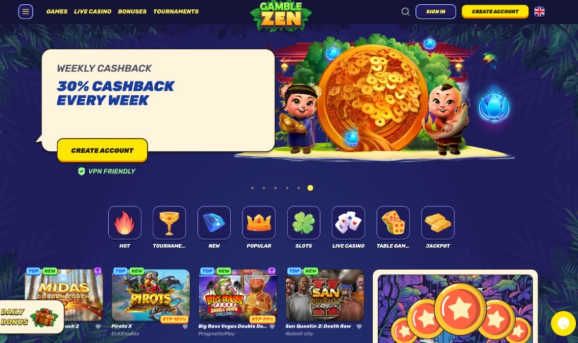 Gamblezen casino main page