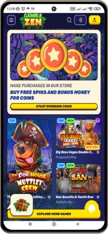 Mobile screenshot of the Gamblezen Casino main page