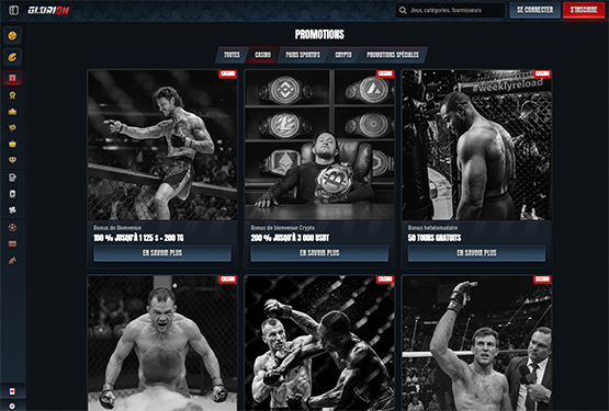 Page des promotions du casino Glorion