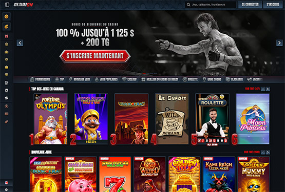 Page principale du casino Glorion