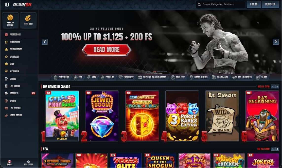 Glorion Casino Main Page