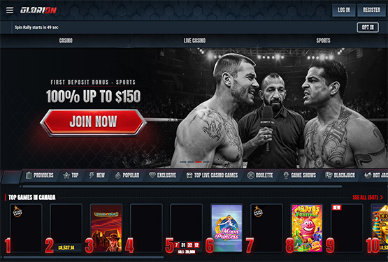 Glorion Casino Main Page