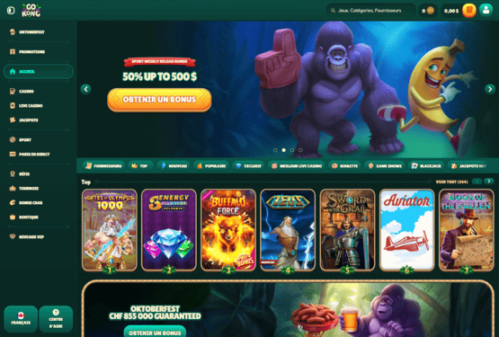 Page principale du casino GoKong