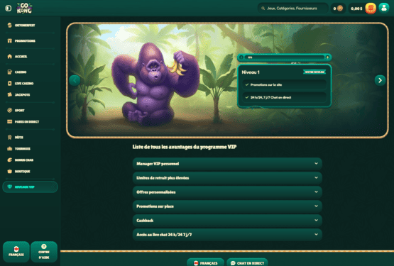 GoKong casino vip page de programmation